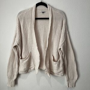 Womens American Eagle Cream Open Front Cardigan Oversized Sz S Cotton Lagenlook
